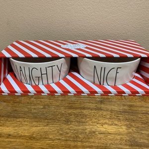 Rae Dunn Naughty and Nice Dog Bowls